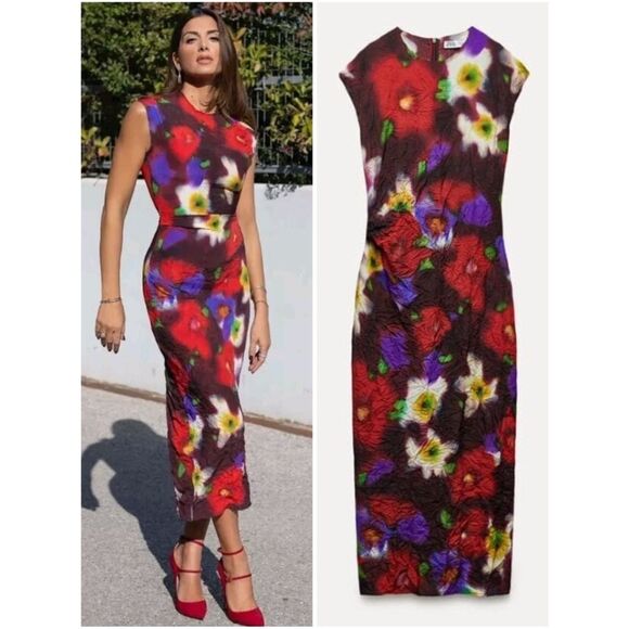 Zara Dresses & Skirts - ZARA FLORAL PRINT DRESS ZW COLLECTION